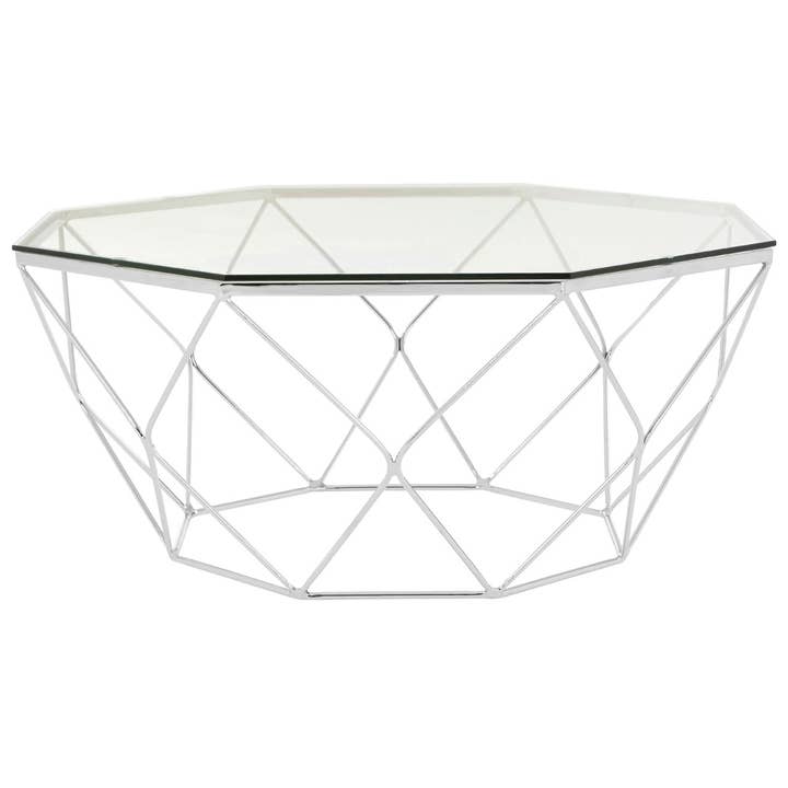 Allure Tempered Glass Chrome Coffee Table for wholesale by Fifty Five South