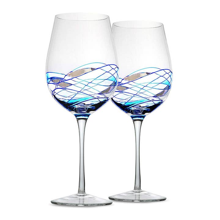 Bezrat uppsättning 2 vinglas med blå mosaik Design för wholesale av Bezrat