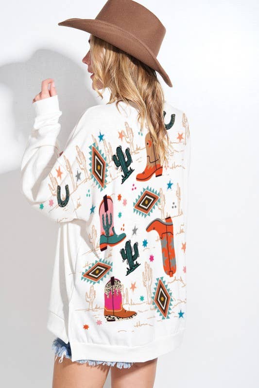 MARFIM Botas Cowboy Print Tri Blend Sweatshirts para venda a revendedores na Faire3