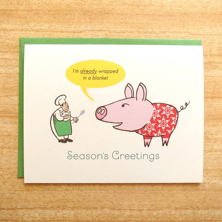 INKLOSURES - Wholesale Christmas Card - Pig In A Blanket Christmas Card