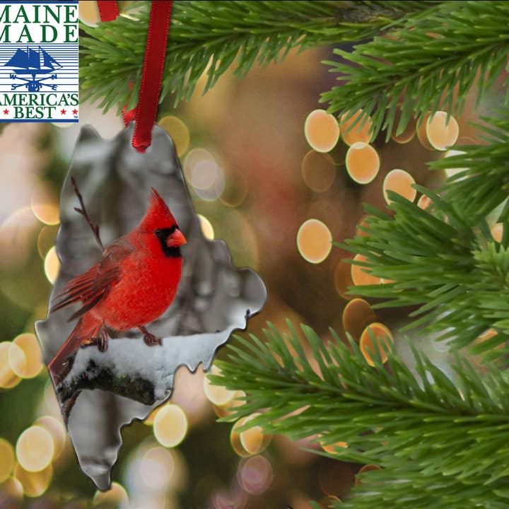 Made in Maine Cardinal ornament Maine made for wholesale by FlutterThatShutter