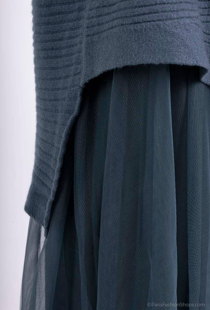 L'Emotion – wholesale Dress – Women's – Striped Textured Sweater Set & Tulle Dress16