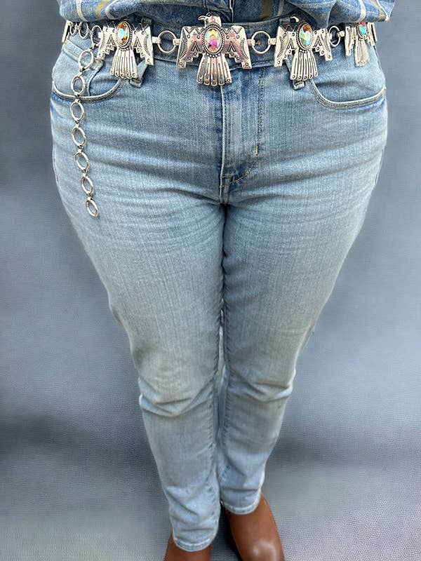 Ceinture à maillons Thunderbird Crystal Gem Accent pour la vente par Andrea Bijoux