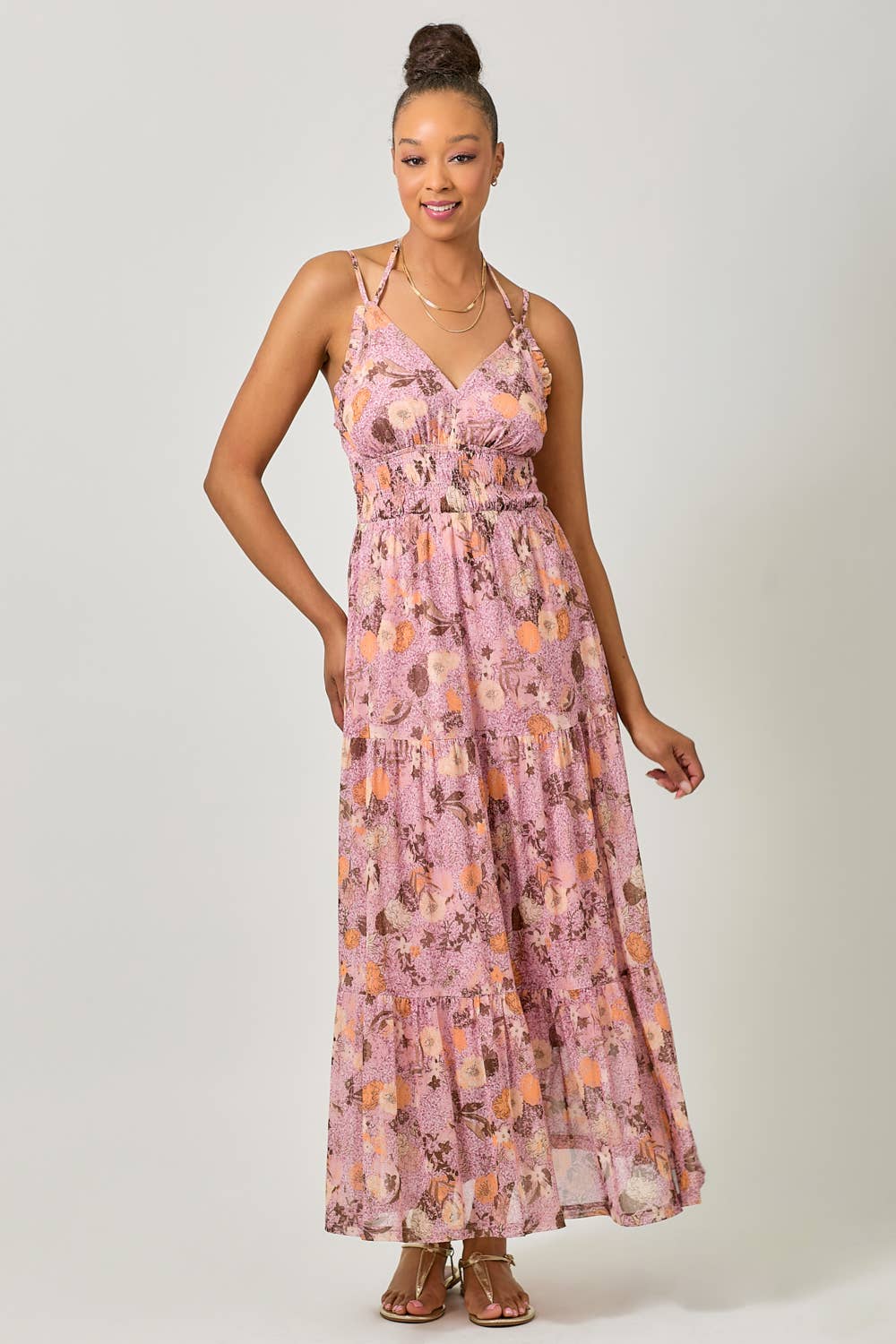 Mystree - Vendita all'ingrosso Vestito - Donna - 61048 Abito Lungo a Strati in Rete Stampata15