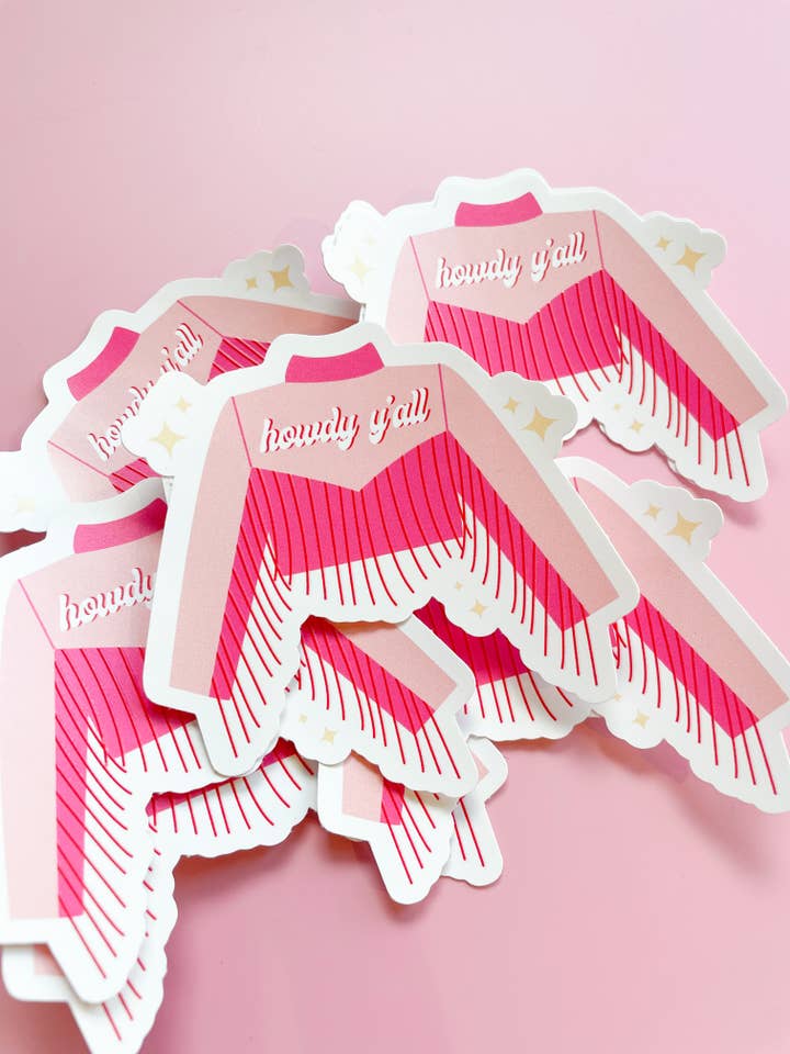 Howdy Fringe Jacket Sticker for wholesale by Rock Paper Scissors