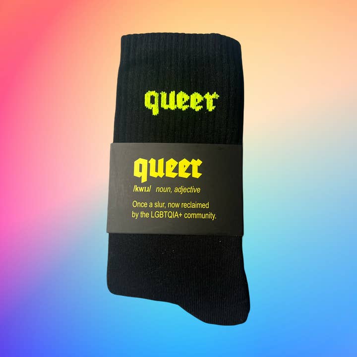 QUEER Sokken zwart/neongeel voor wholesale door Keller Kreuzberg GmbH