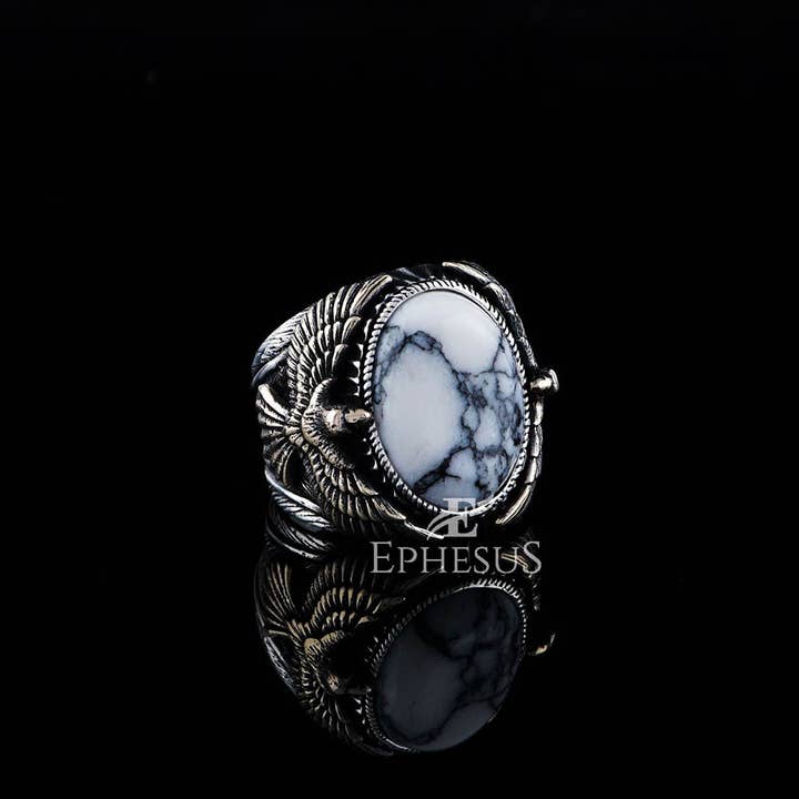 Stor örnring med Howlite Sten för wholesale av Ephesus Jewelry