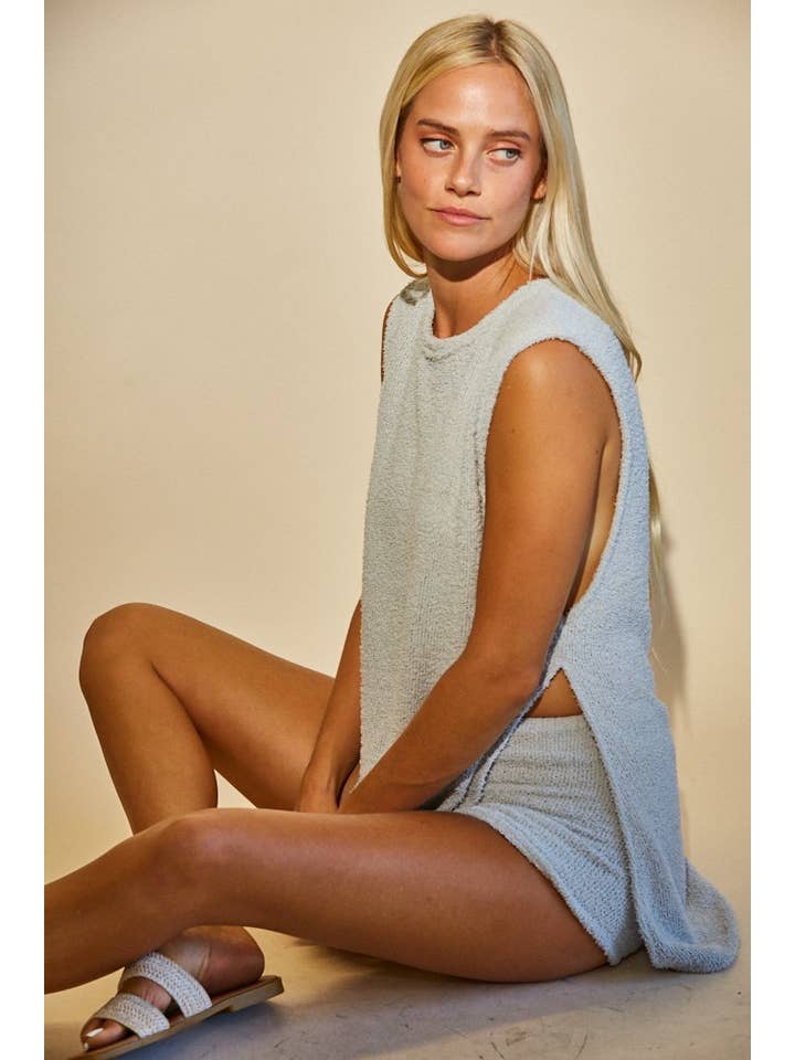 LT CINZA CONJUNTO DE CALÇÕES E TANQUES SEM MANGAS DE TEXTURA MACIA 7008CA para venda a revendedores na Faire4