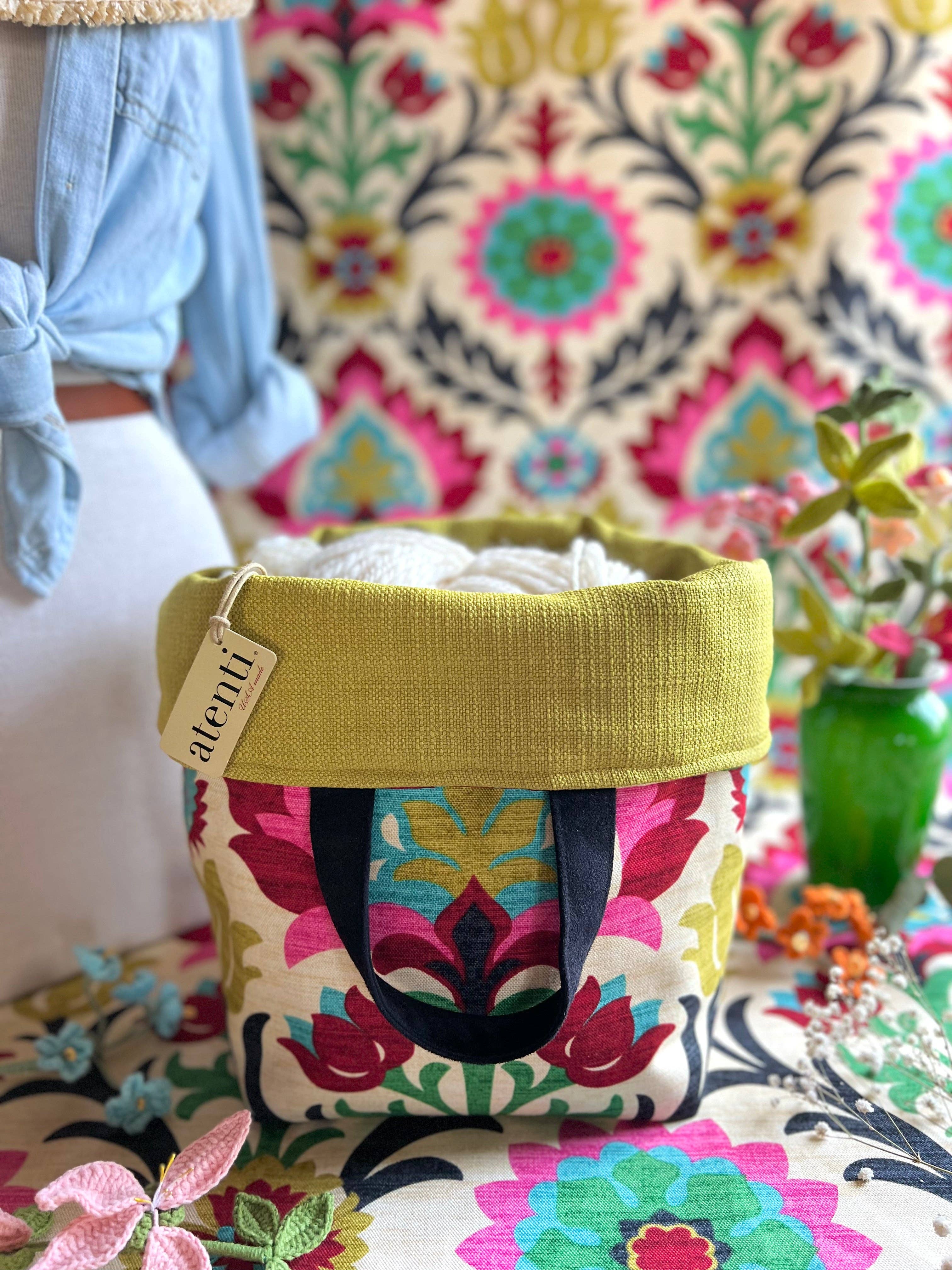 Atenti – wholesale Korg – Projektväska för stickning och virkade arrangörer: Santa Maria Hope Basket7