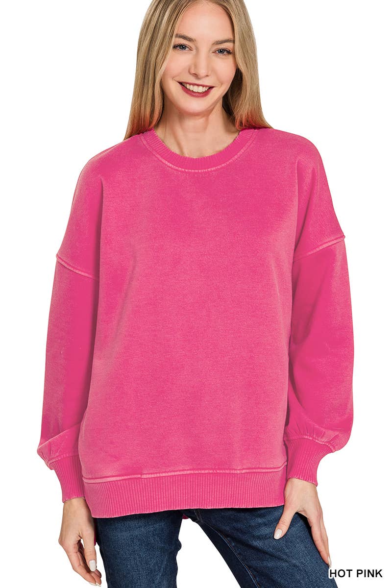Vanilla Monkey - Wholesale Sweatshirt - Women's - Pigment Dye Fleece Hi-low Hem Pullover With Pocket3