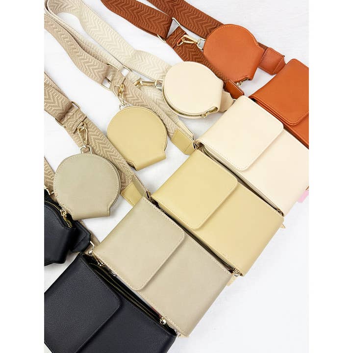 Tripple Pocket Coin Purse Faux Leather Sling Bag for wholesale by Love and Repeat