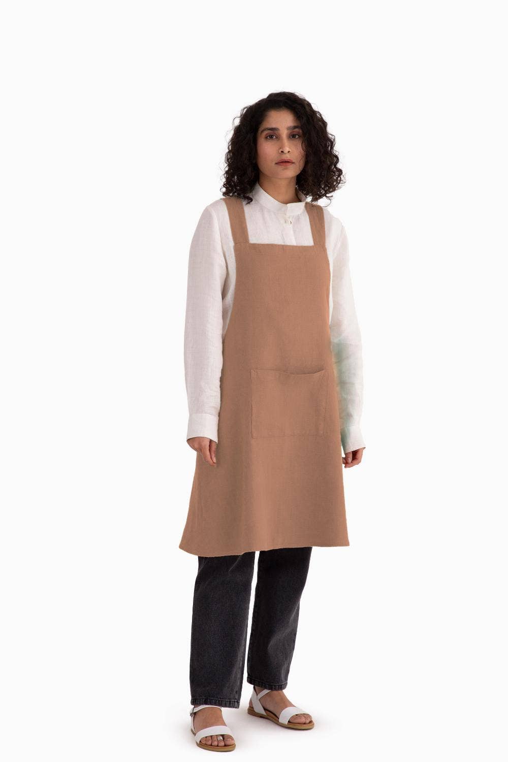 Live Linen - Wholesale Apron - Natural Solid Linen Cross Back Apron – Stylish Utility0