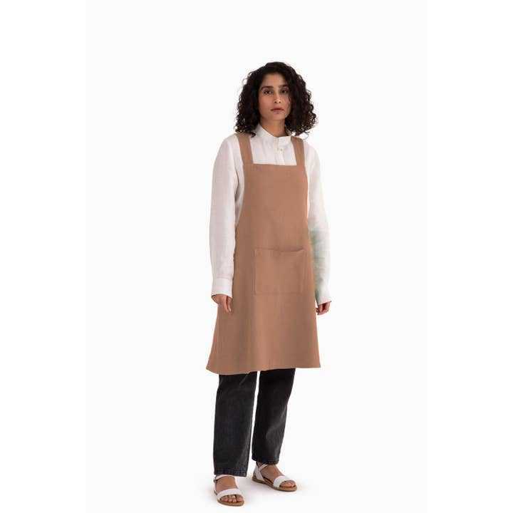 Live Linen - Wholesale Apron - Natural Solid Linen Cross Back Apron – Stylish Utility