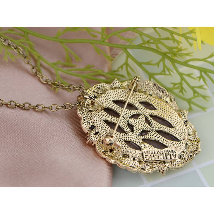 AK Brand - Wholesale Brooch - Vintage Antique Reproduct Rose Pink Flower Cameo Pin Brooch20