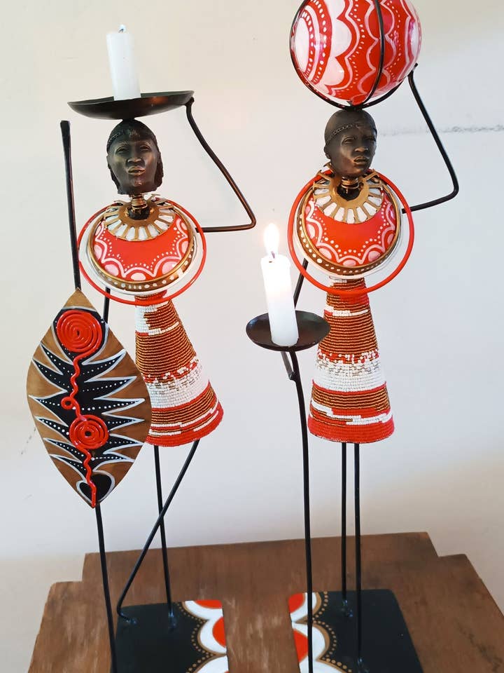 Handcrafted Maasai Metal Sculpture with Beads for wholesale by African Craft Collection