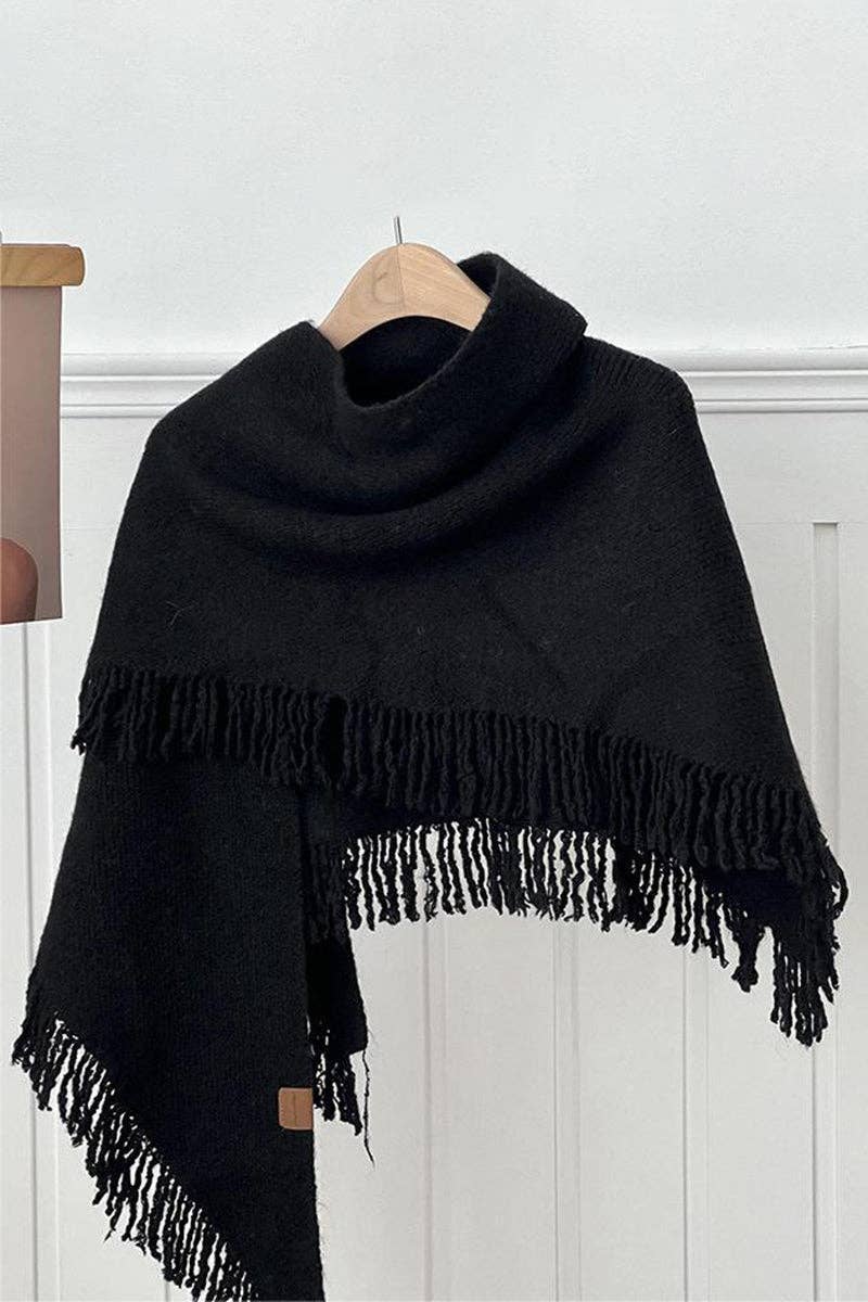 Mccolin - Wholesale Poncho - Women's - Fringed Edge Knit Poncho1