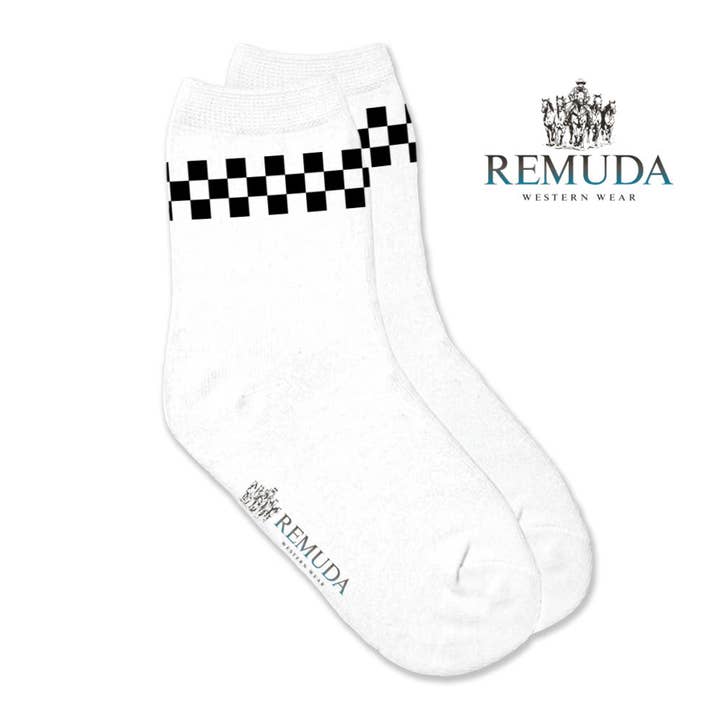Checkered Kids Western Crew Socks for wholesale by Remuda Western Wear