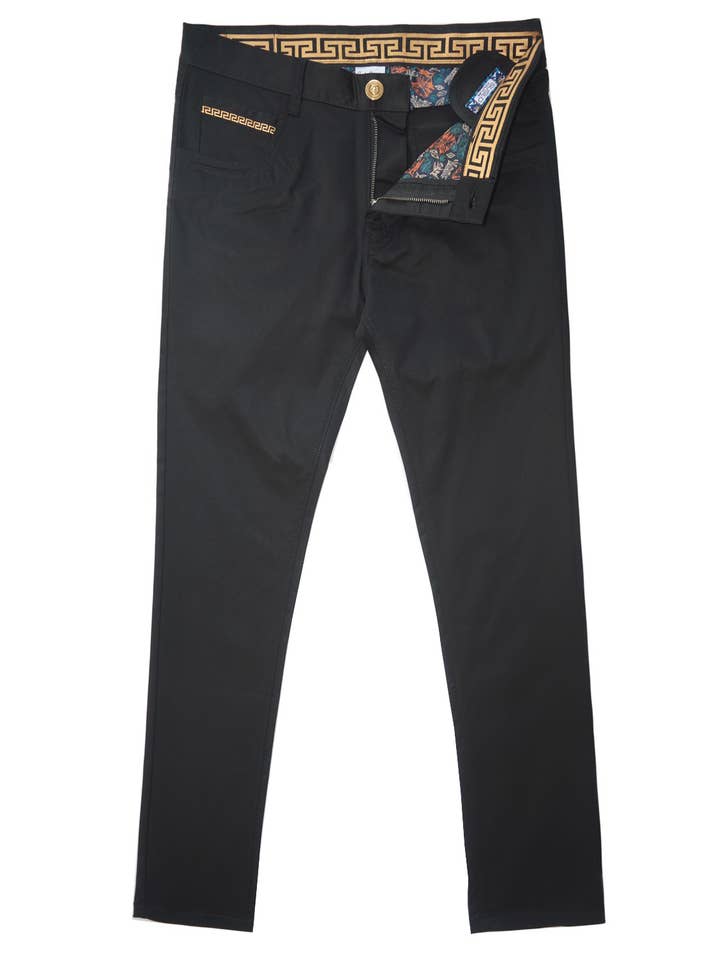Solid Stretch Chino Pant - Black 2 for wholesale by Suslo Couture