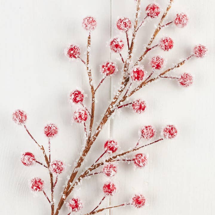 Factory Direct Craft - Wholesale Artificial Flowers - 18" Snowy Red Artificial Berry Spray1