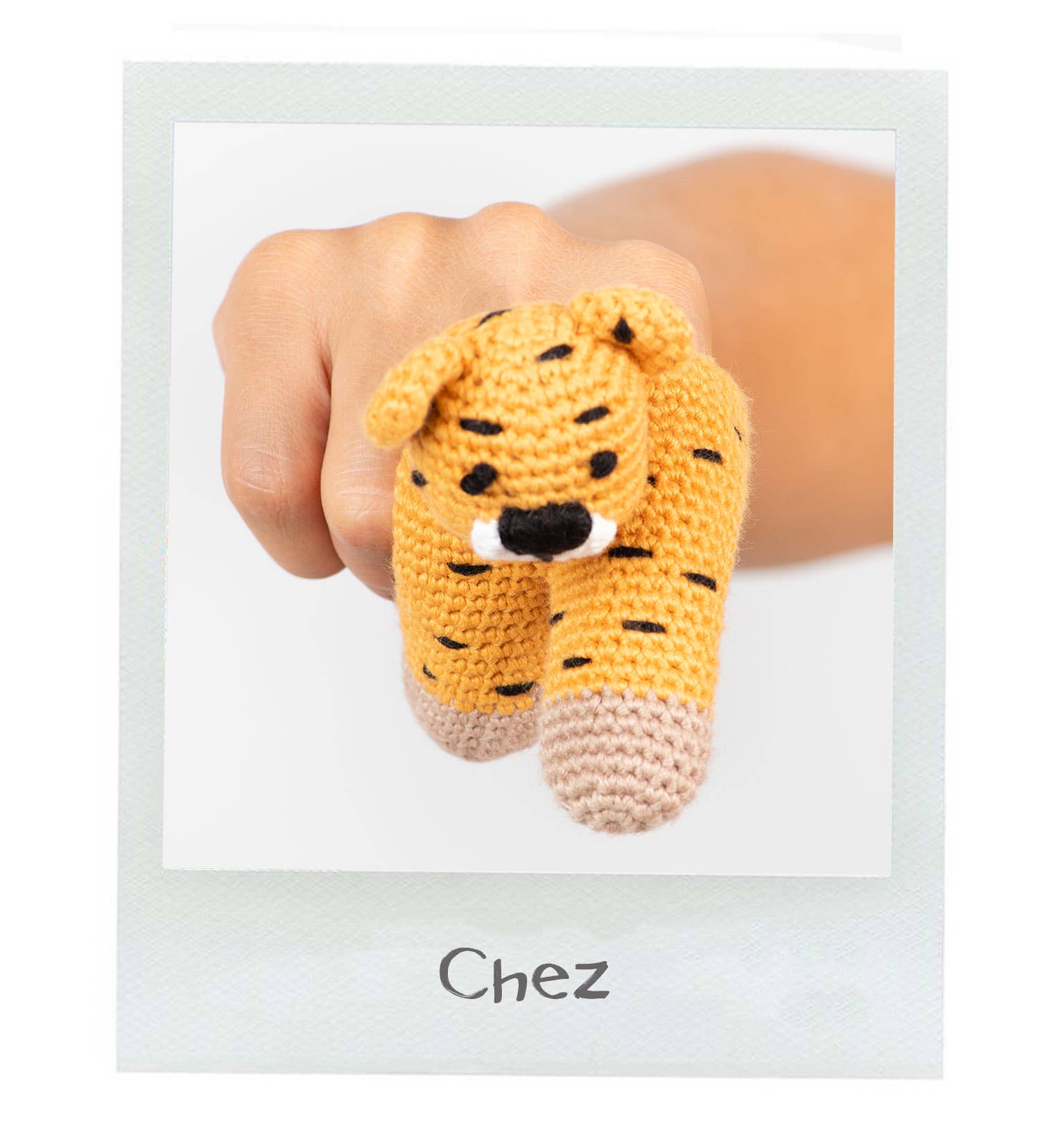 Cuddoll – wholesale Finger puppet – Child & baby – Organic Hand Knit Two Finger Puppets Cheetah - Set of 2