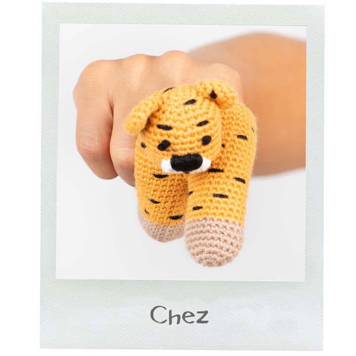 Cuddoll - Wholesale Finger Puppet - Kids & Baby - Organic Hand Knit Two Finger Puppets Cheetah - Set of 2