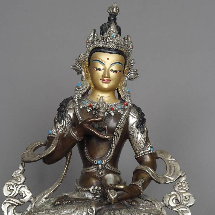 Exotic India Art - Vendita all'ingrosso Scultura - Statua della divinità buddista tibetana Vajrasattva, 25,4 cm, proveniente dal Nepal1