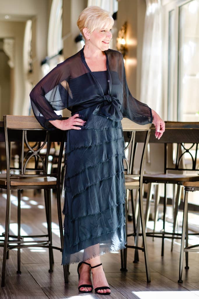 TINA Stephens Italy/Tees By Tina - Wholesale Skirt - Women's - Elisa Silk Ruffle Skirt (SL201)49