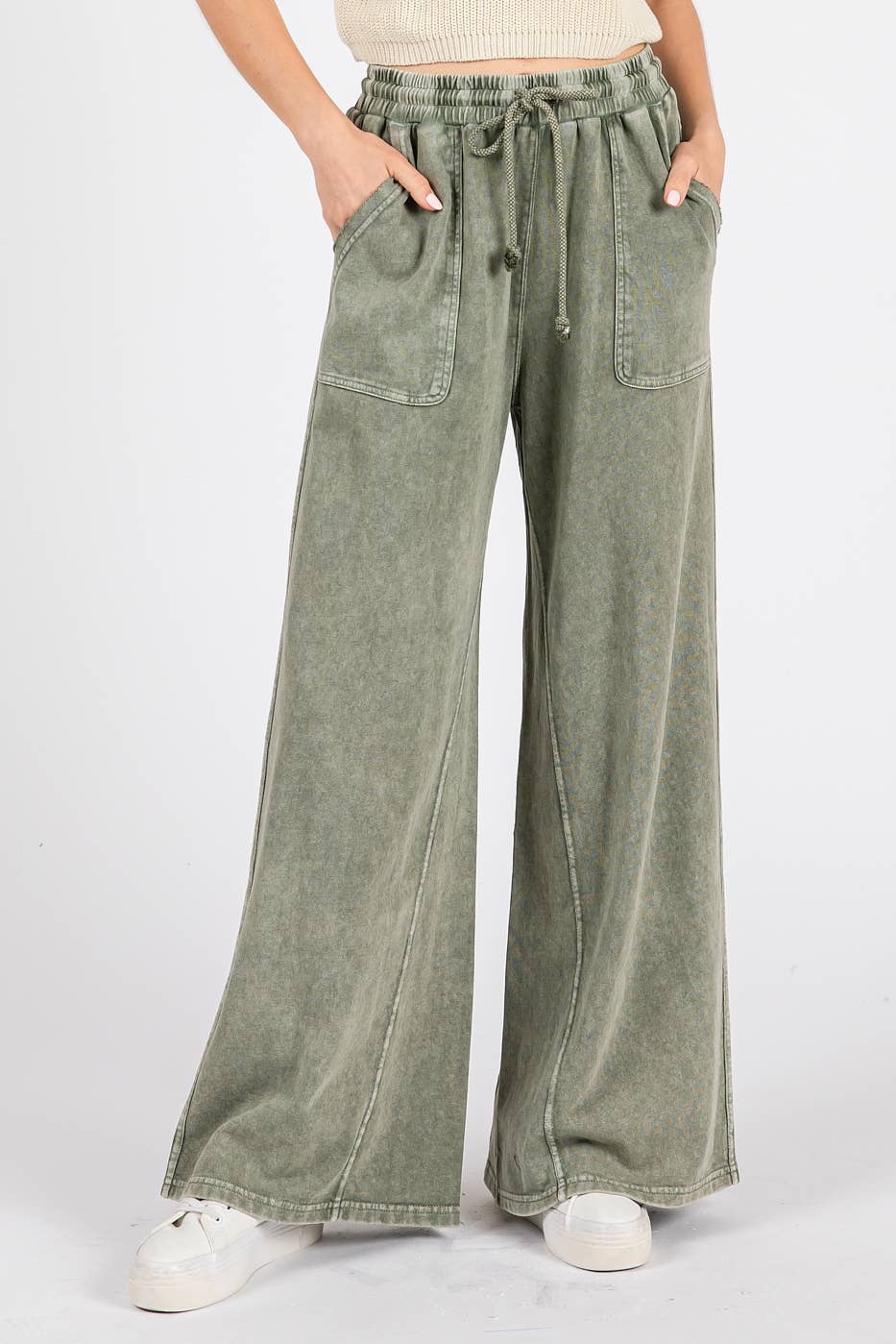 mittoshop - Wholesale Pants - Women's - MINERAL WASH FRENCH TERRY WIDE LEG PANTS16