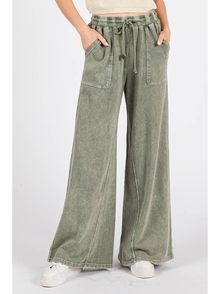 mittoshop - Wholesale Pants - Women's - MINERAL WASH FRENCH TERRY WIDE LEG PANTS16