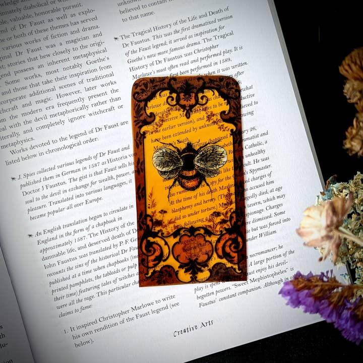 Clear Bookmark - Victorian Yellow Bee Goth Gothic Horror for wholesale by Dark Veinlet