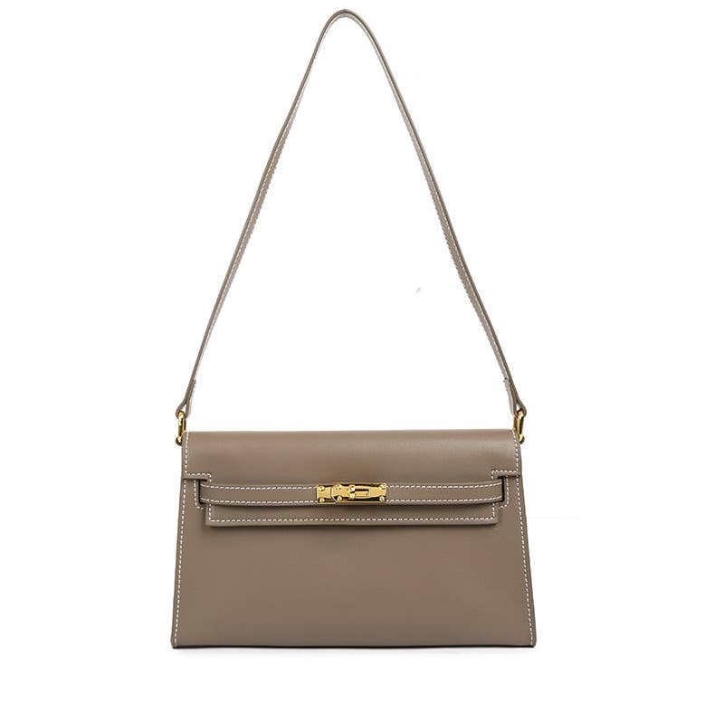 Sook Stainable - Vendita all'ingrosso Tracolla - Donna - Borsa a tracolla a busta in vera pelle con chiusura metallica2