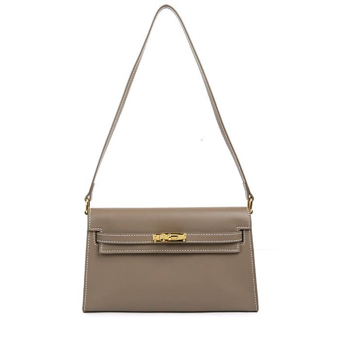 Sook Stainable – wholesale Axelremsväska – Dam – Äkta läder kuvert axelväska med metallförslutning6