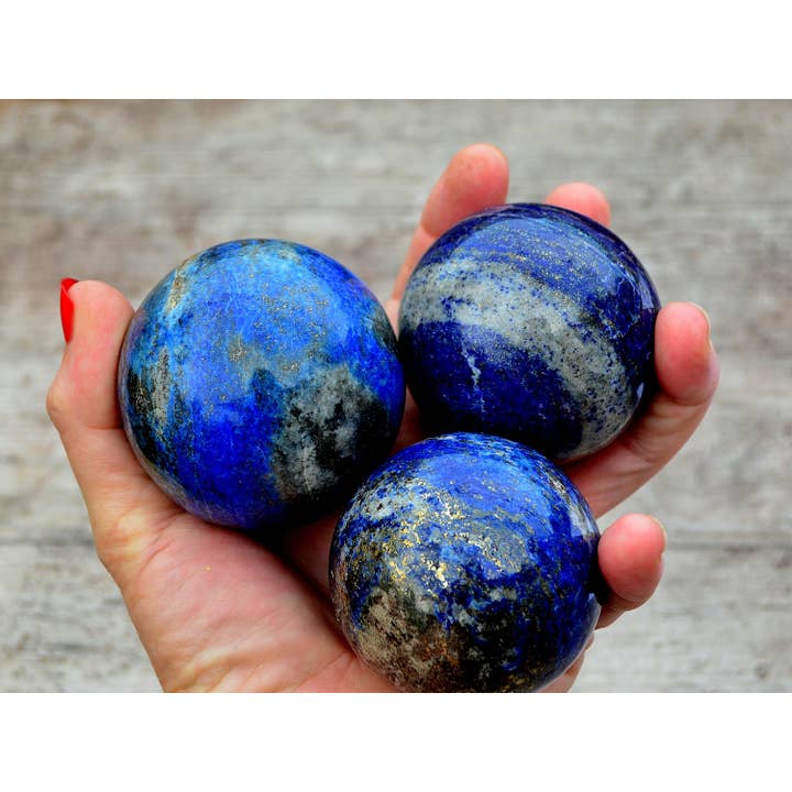 Kaia & Crystals - Wholesale Spiritual Stone/Crystal - Lapis Lazuli Sphere 1 Kg Lot A (3-5 Pcs) - (45mm - 60mm) 5