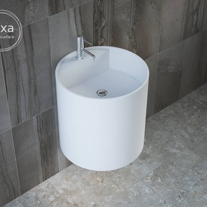 Runde hängende Waschschale aus Solid Surface "DOMO" für den Großhandel von BAINS NEO