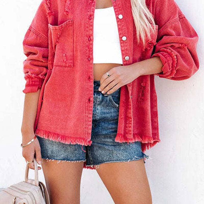 SALINA TRADING INC - Wholesale Denim Jacket - Women's - Women Autumn Winter Vintage Colored Denim Jacket6