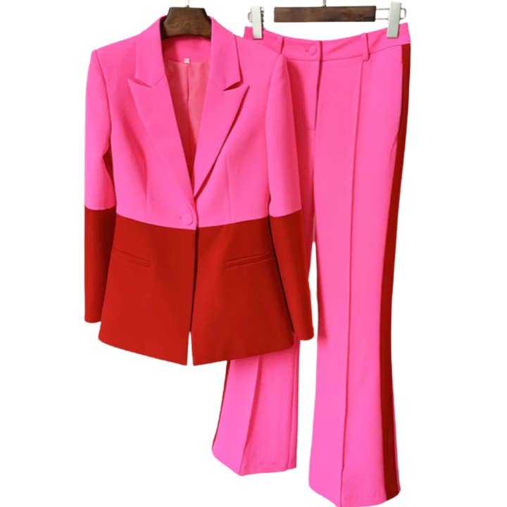 Shop Style Shark - Wholesale Suit Set - Women's - Color Block Pantsuit Set