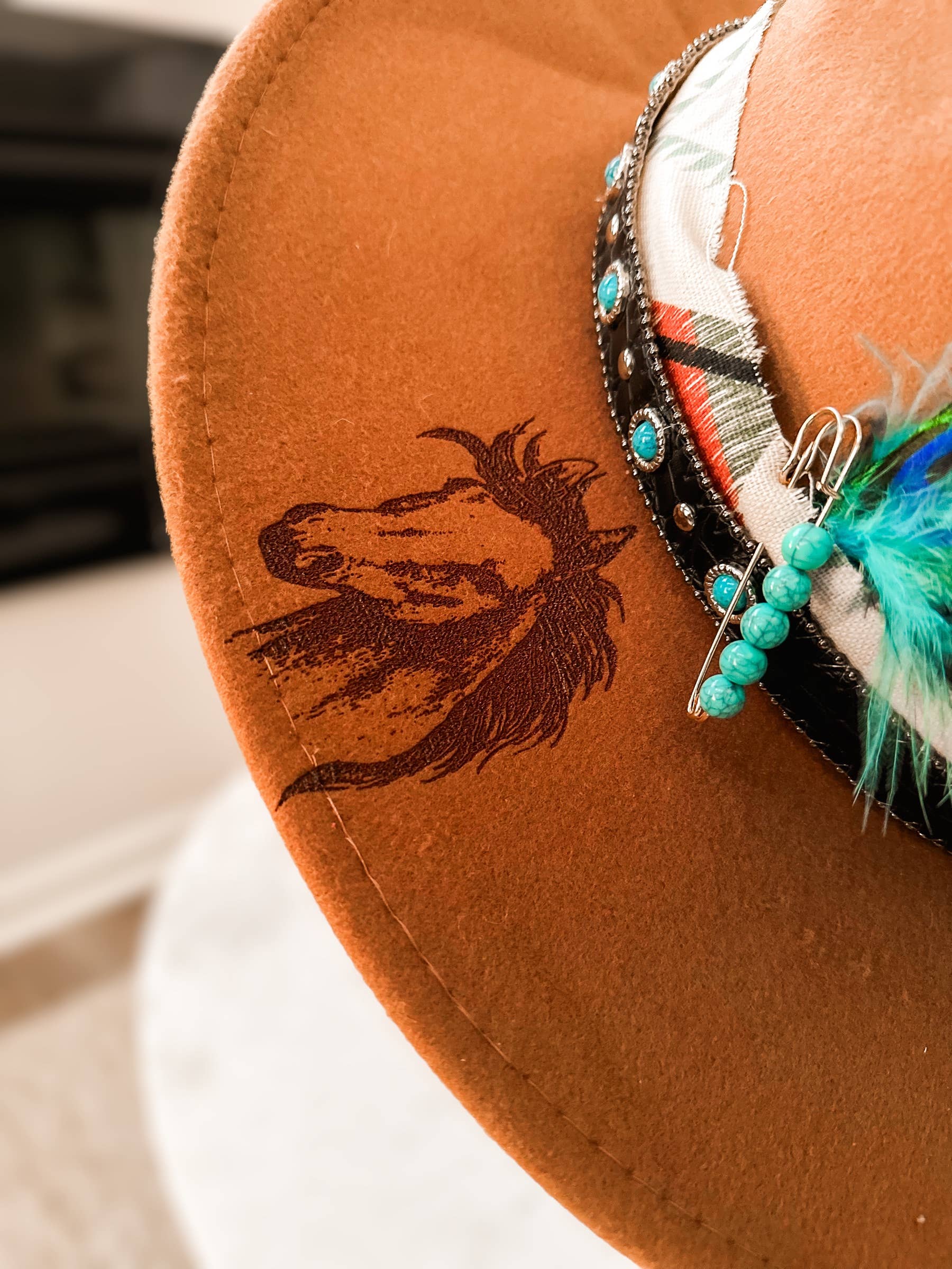 Wild Indigo - Wholesale Cowboy Hat - Women's - Horse Burned Hat Western Hat Equestrian Horseshoe6