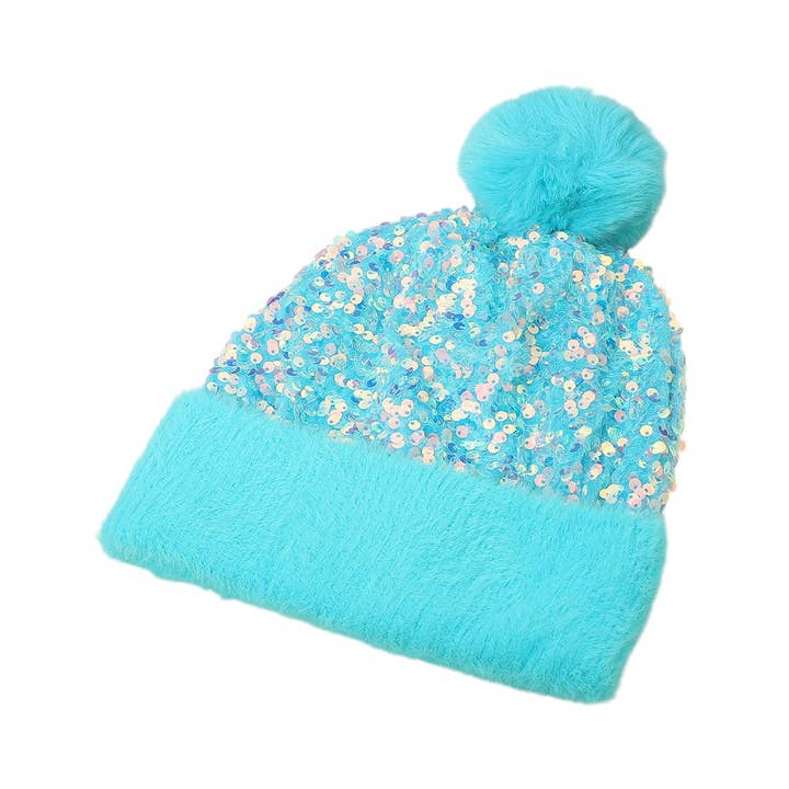 Sensibling Corp. - Wholesale Beanie - Women's - Sequin Embellished Pom Pom Beanie Hat4