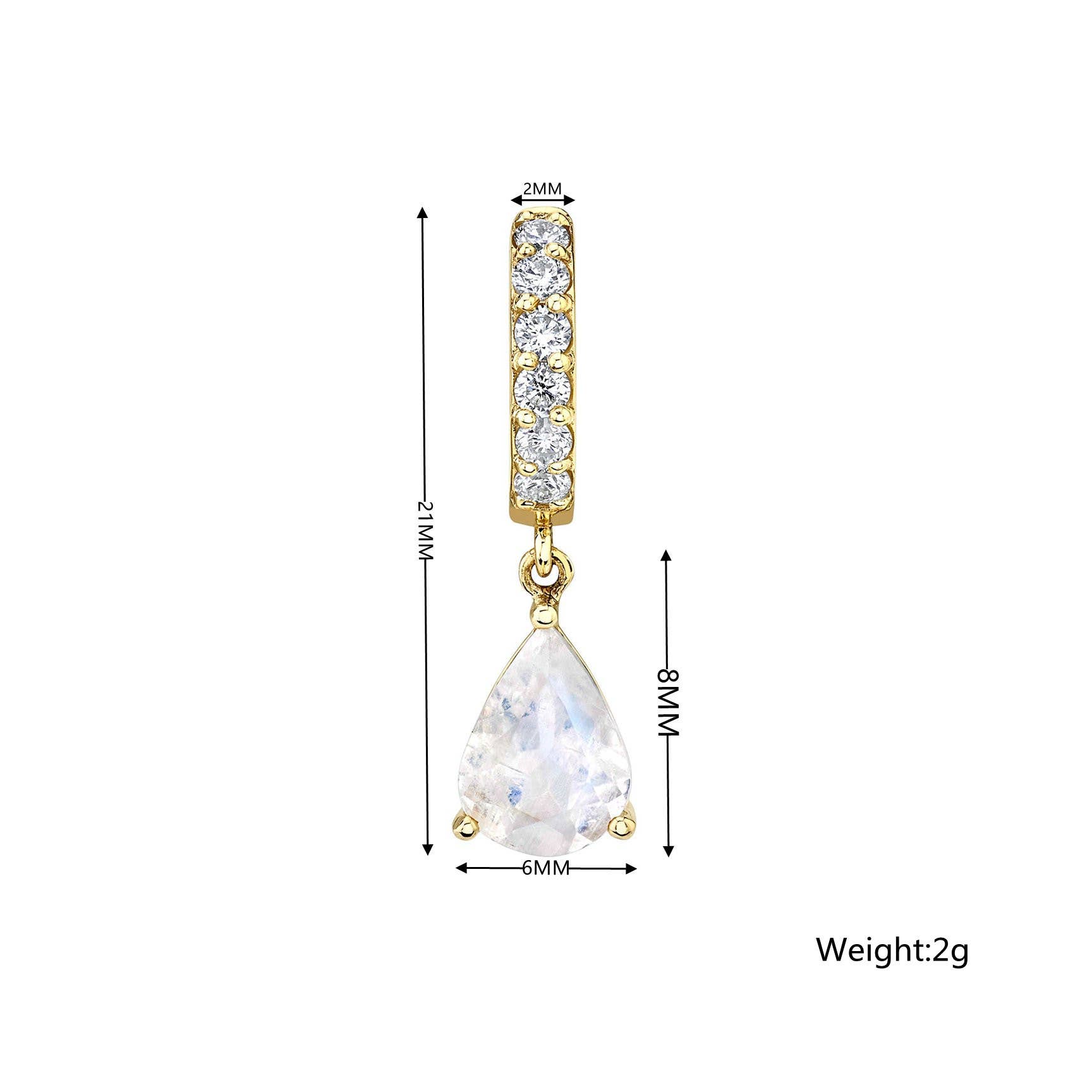 Melange Blanc - Vente Petits anneaux - Boucles d'oreilles pendantes créoles à charnière en forme de larme dorée avec baguette E0192