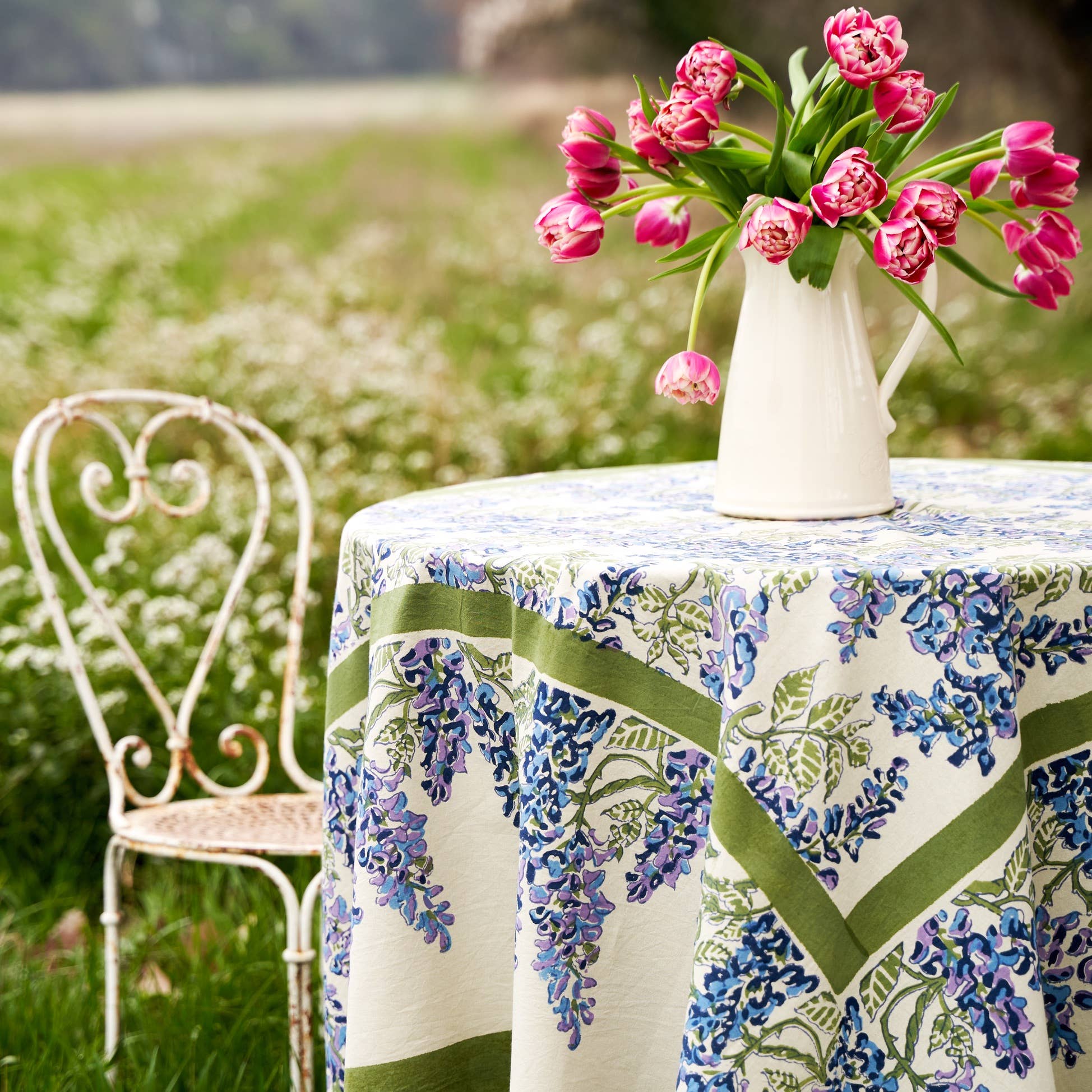 Couleur Nature - Wholesale Tablecloth - Wisteria Blue & Green | Tablecloth1