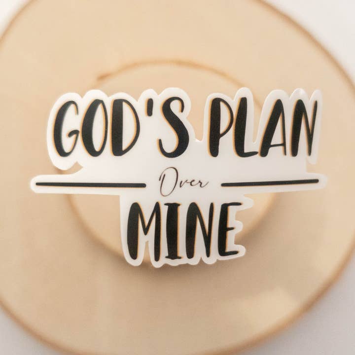Autocollants God's Plan Over Mine, autocollants de foi, découpés pour la vente par Syera Love & Co.