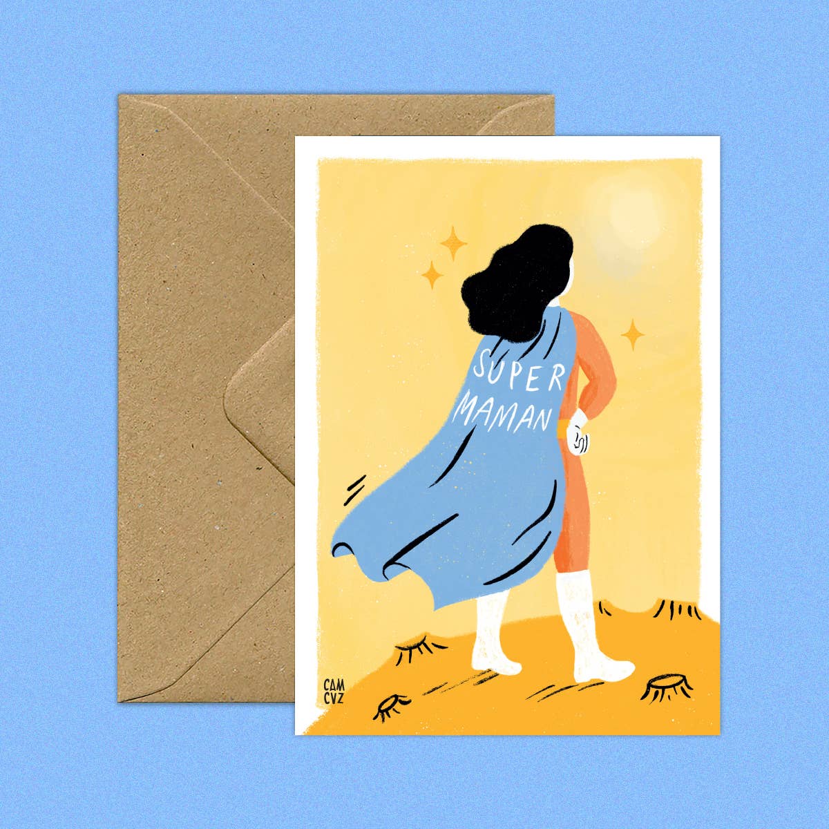 Camille Cauvez illustration et papeterie – Großhandel Muttertagskarten – Super Mama | Postkarte zum Muttertag Superheldin