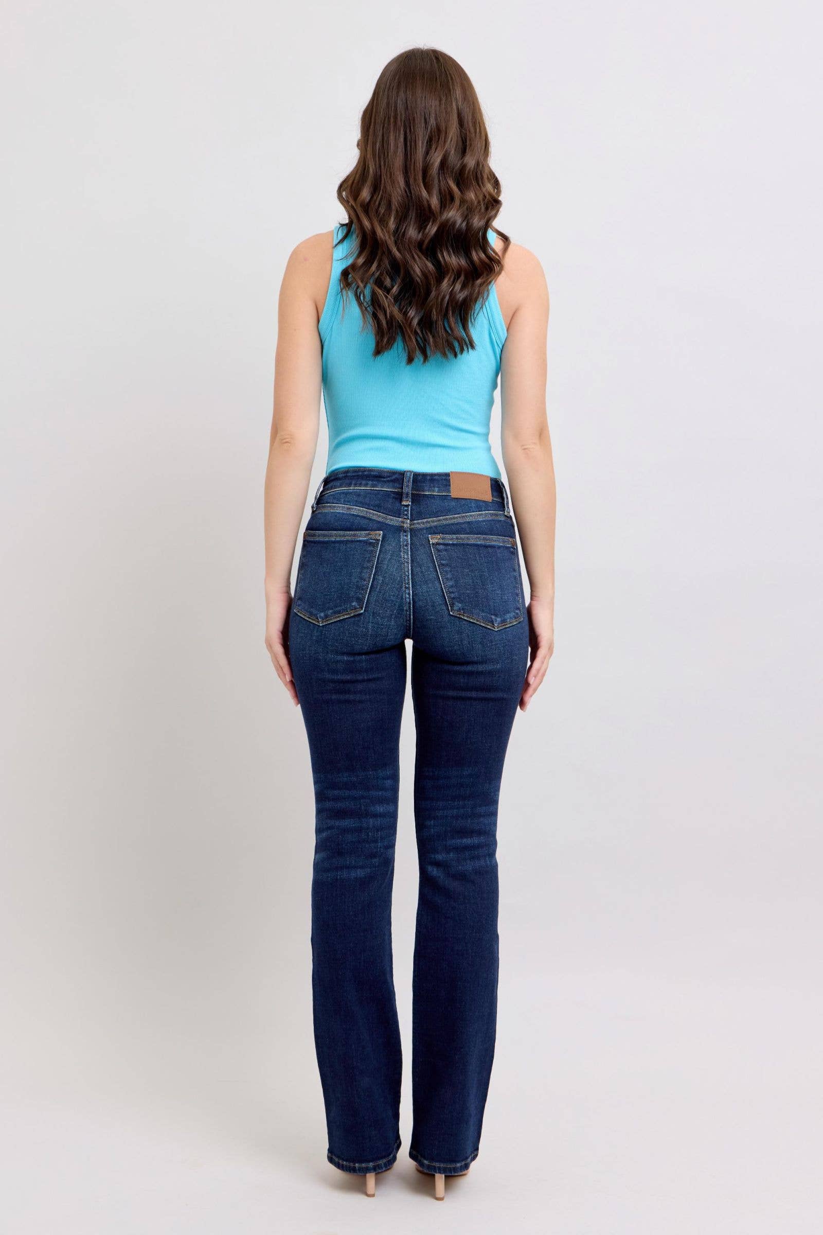 Watermelon Apparel - Wholesale Jeans - Women's - Judy Blue Mid Rise Dark Wash Classic Bootcut, Inseam 32"7