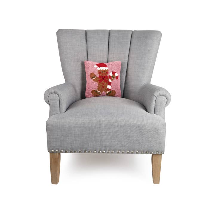 Peking Handicraft - Wholesale Throw/Decorative Pillow - Gingerbread Man With Candycane Hook Pillow