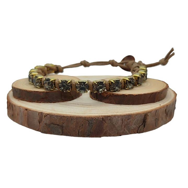 Grands bracelets en chaîne de cristal - Diamant noir pour la vente par QUÉ MÁS JEWELS