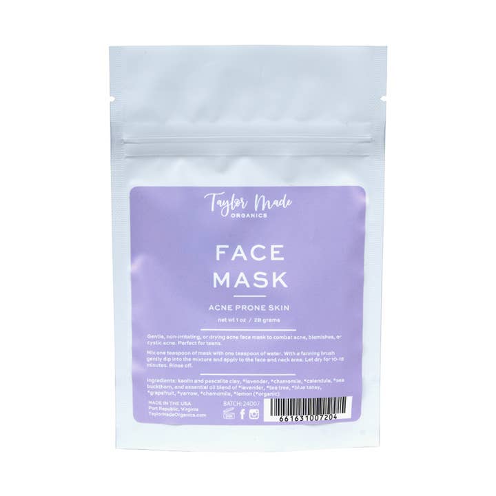 Acne Face Mask – Tea Tree & Sea Buckthorn for wholesale by Taylor Made Organics