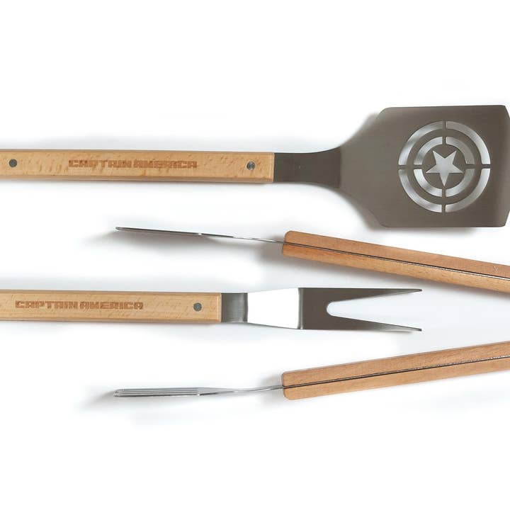 Ensemble d'ustensiles de barbecue d'extérieur 3 pièces Marvel Captain Marvel pour la vente par Toynk