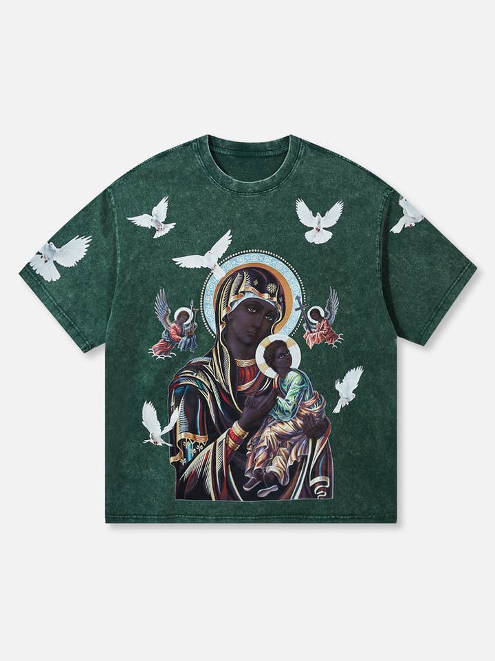 NOISSEY - Venta al por mayor Camiseta serigrafiada - Unisex - OBSTACLES & DANGERS© Black Madonna and Child Color Cuatricromía
