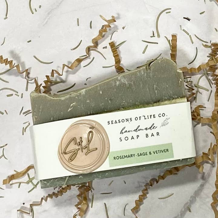 Rosemary Sage and Vetiver Soap Bar for wholesale by Seasons of Life Co.