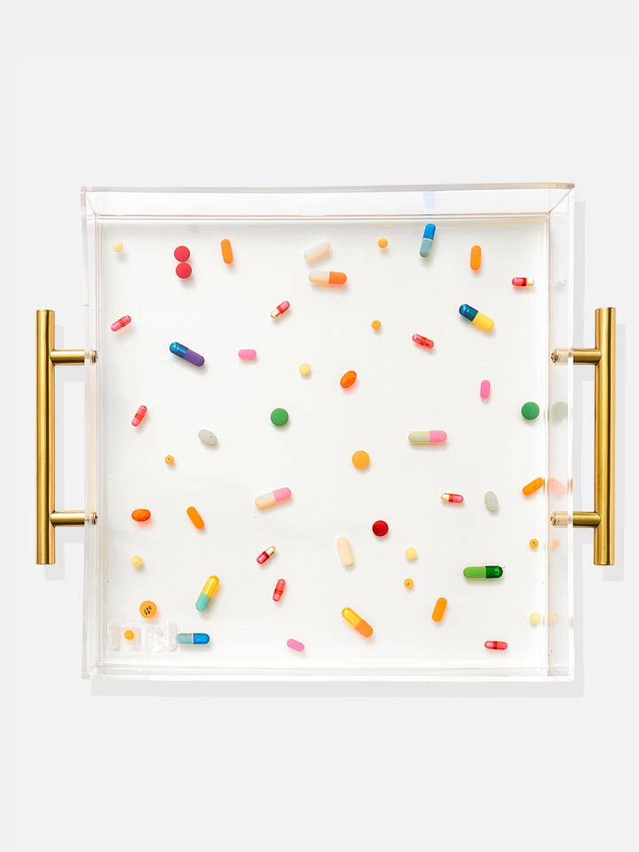Classic Pill Acrylic Tray With Gold Handles for wholesale by Tart By Taylor